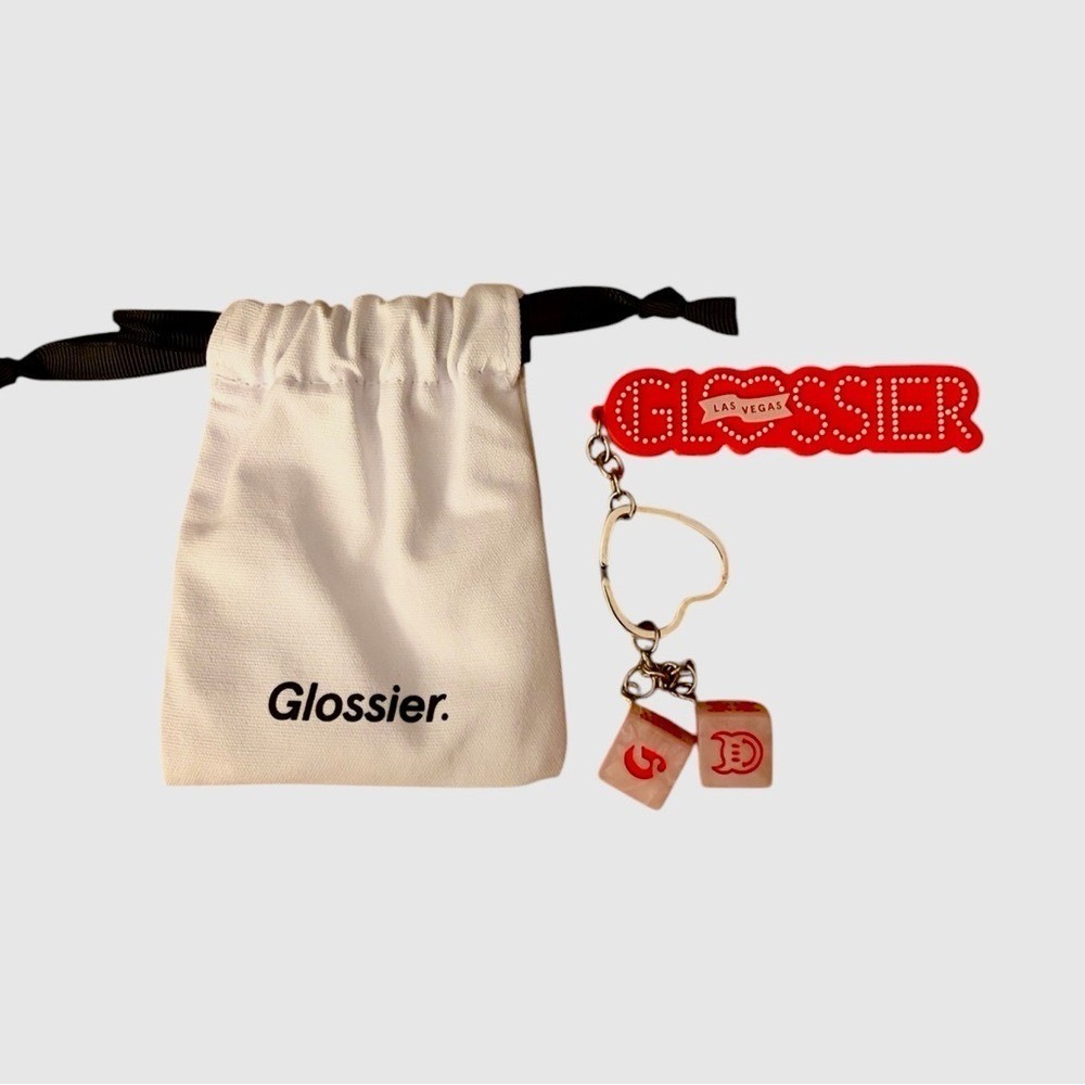 Glossier Las Vegas Keychain & Pouch NEW! Limited Edition